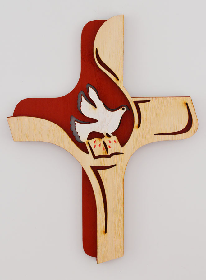 Cruz do Espírito Santo Madeira Bicolor - 16 cm (pic 1)