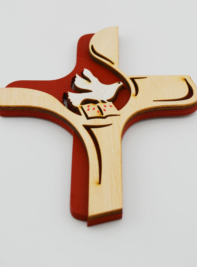 Cruz do Espírito Santo Madeira Bicolor - 16 cm (pic 2)