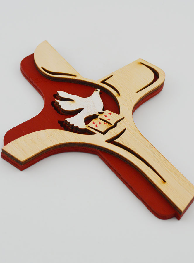 Cruz do Espírito Santo Madeira Bicolor - 16 cm (pic 3)