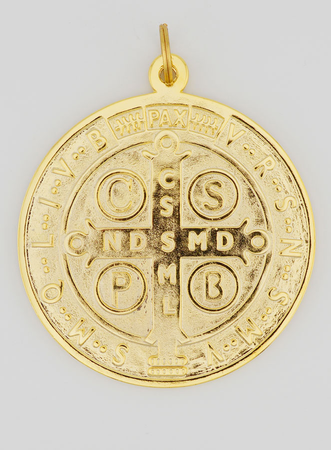 Grande Medalha de São Bento Dourada - 9.7cm (pic 2)