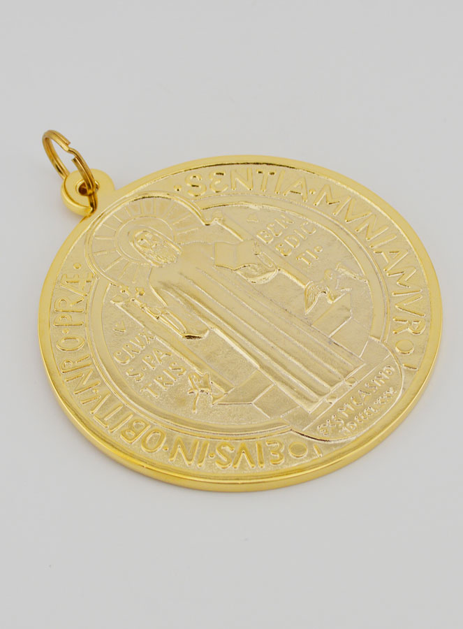 Grande Medalha de São Bento Dourada - 9.7cm (pic 3)