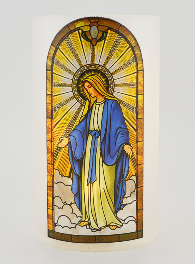 Portavelas LED - Virgen Milagrosa y Oración (pic 1)