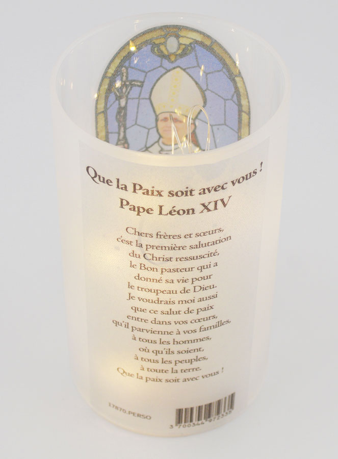 Portavelas LED y Oración - Papa León XIV (pic 3)