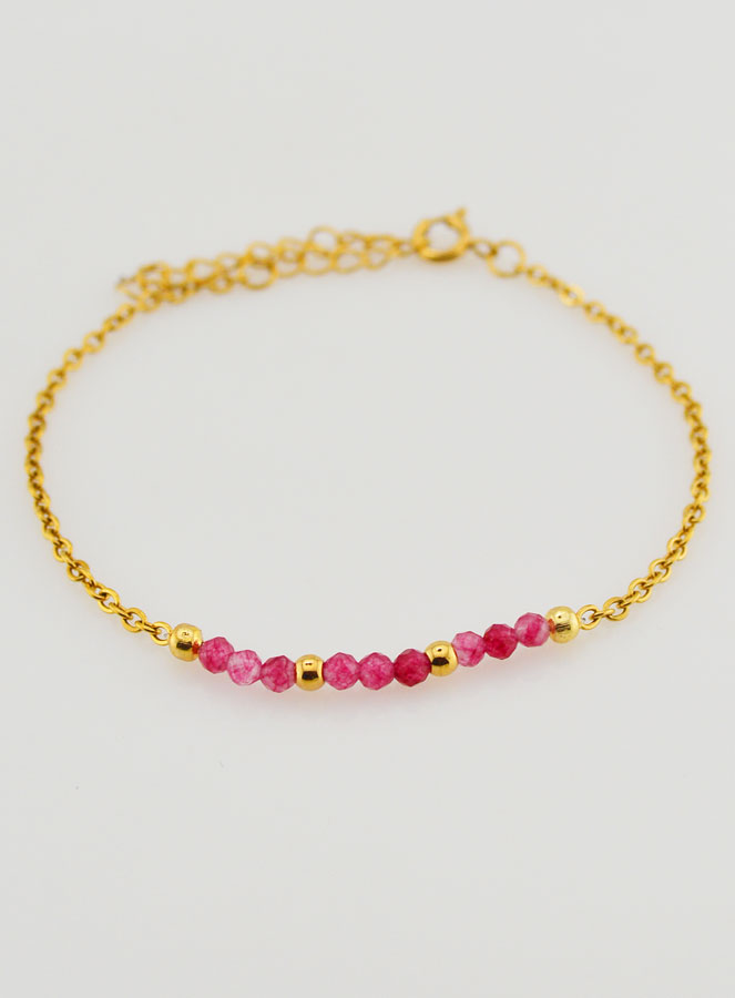 Pulseira Aço Inoxidável & Calcedónia Rosa (pic 2)