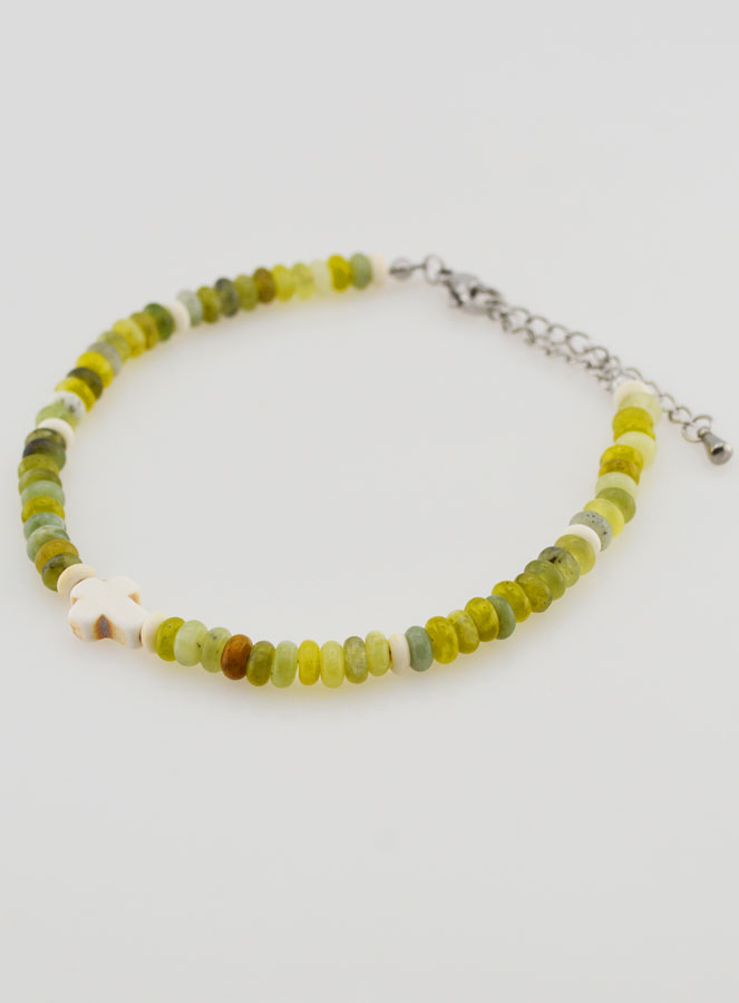 Pulsera con cruz y piedras verdes (pic 3)