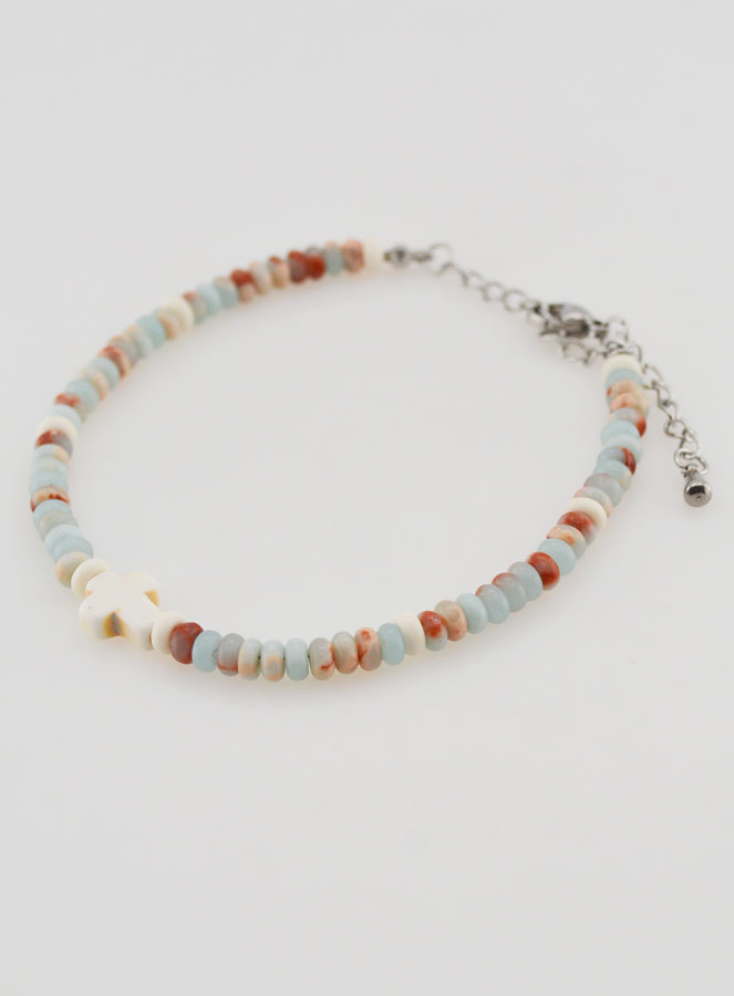 Pulsera de cruz y piedras en tonos pastel (pic 3)