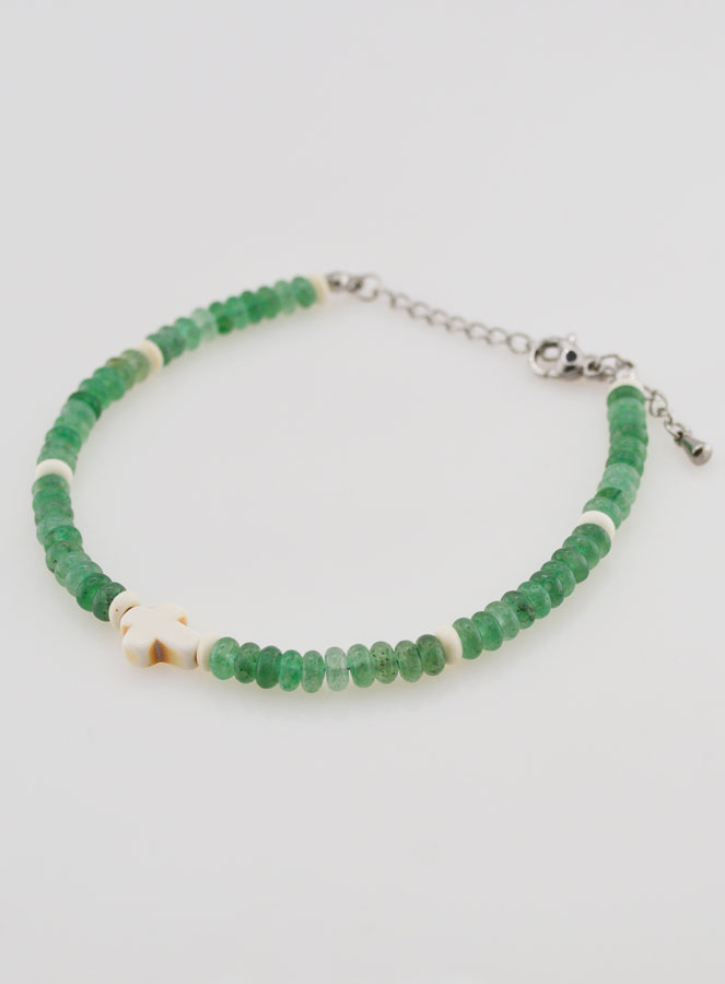 Pulsera con cruz y piedras en cristal verde (pic 3)
