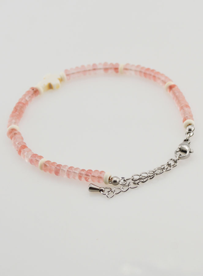 Pulsera con cruz y piedras en cristal rosa (pic 4)