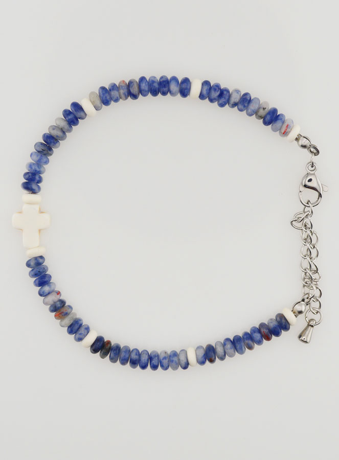 Pulsera con cruz y piedras azules (pic 1)