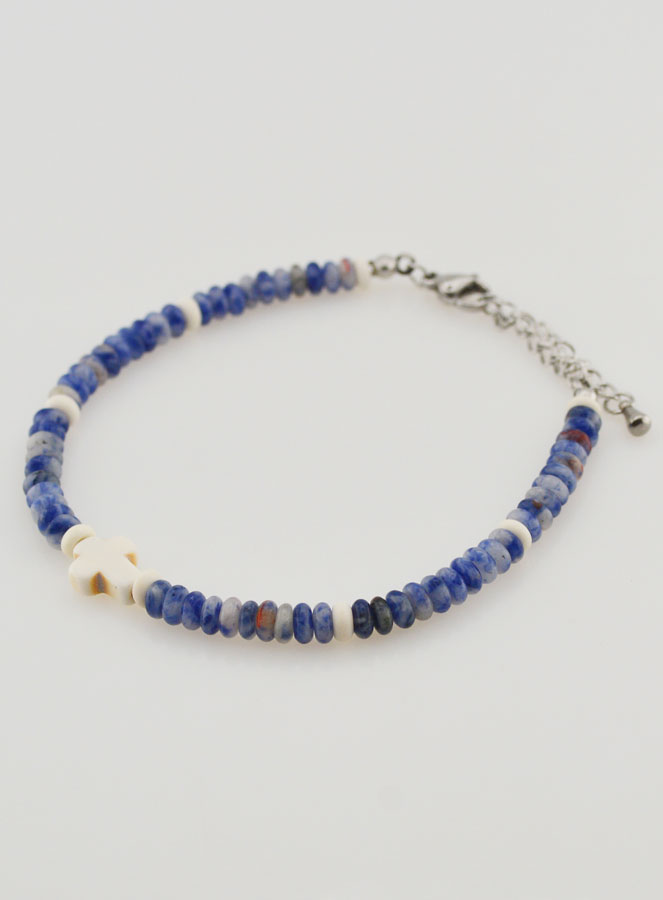 Pulsera con cruz y piedras azules (pic 3)