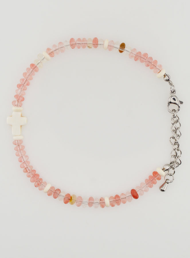 Pulsera con cruz y piedras en cristal (pic 1)