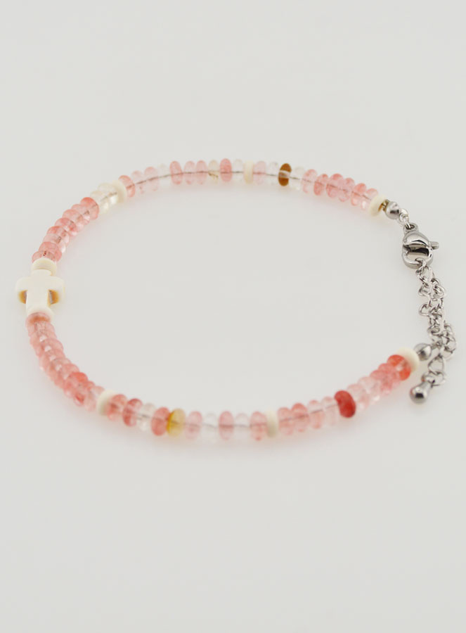 Pulsera con cruz y piedras en cristal (pic 2)