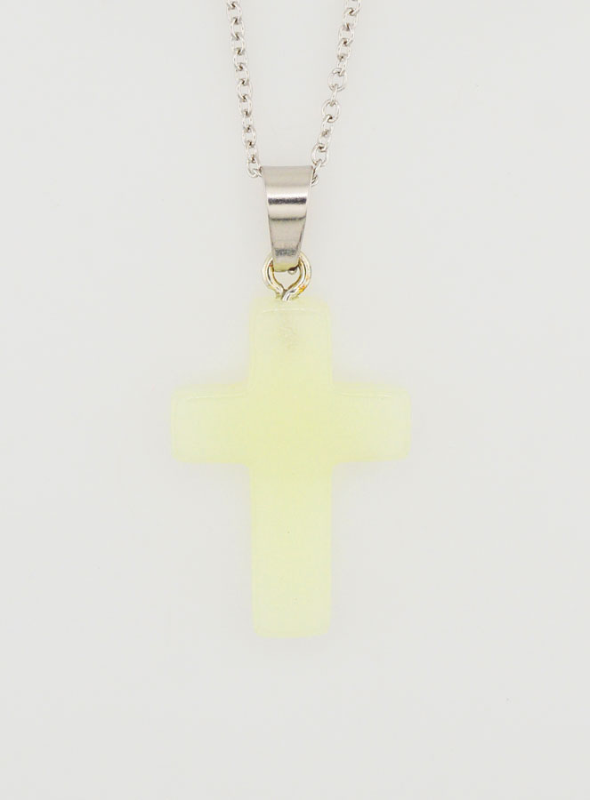 Collar religioso con cadena de acero inoxidable y cruz fosforescente (pic 4)