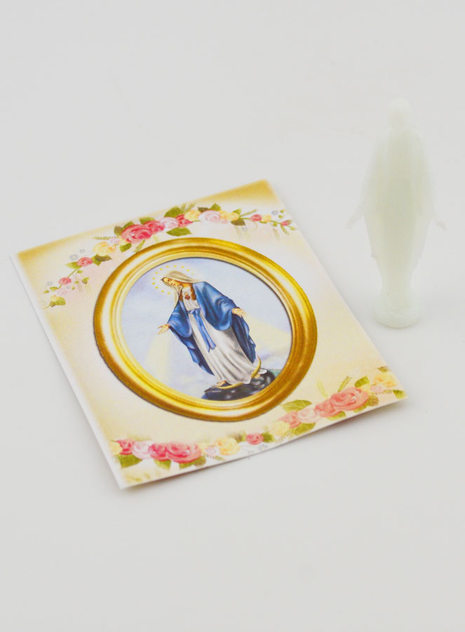 Estátua da Virgem Milagrosa Fluorescente Com Cartão - 8 cm (pic 1)