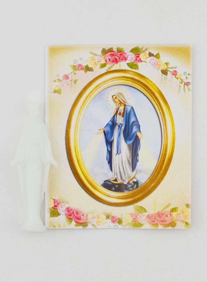 Estátua da Virgem Milagrosa Fluorescente Com Cartão - 8 cm (pic 4)