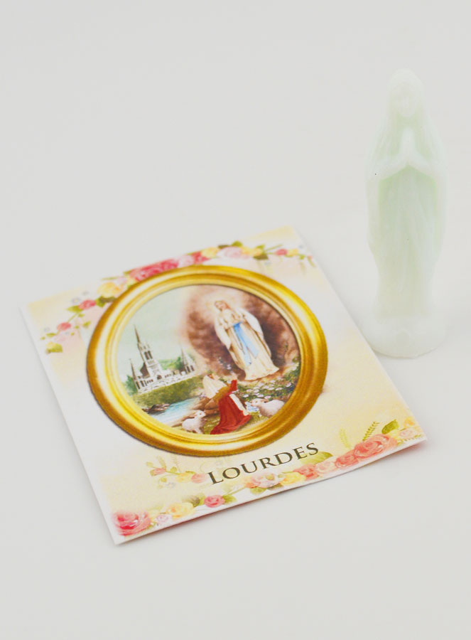 Estátua de Nossa Senhora de Lourdes Fluorescente Com Cartão - 8 cm (pic 1)