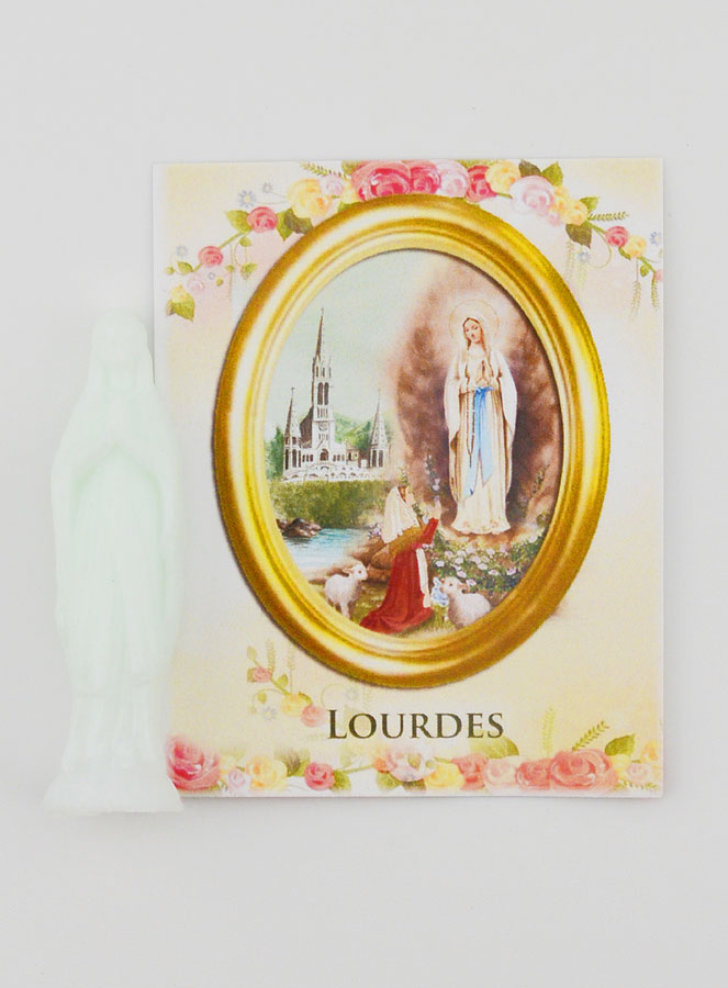 Estátua de Nossa Senhora de Lourdes Fluorescente Com Cartão - 8 cm (pic 4)