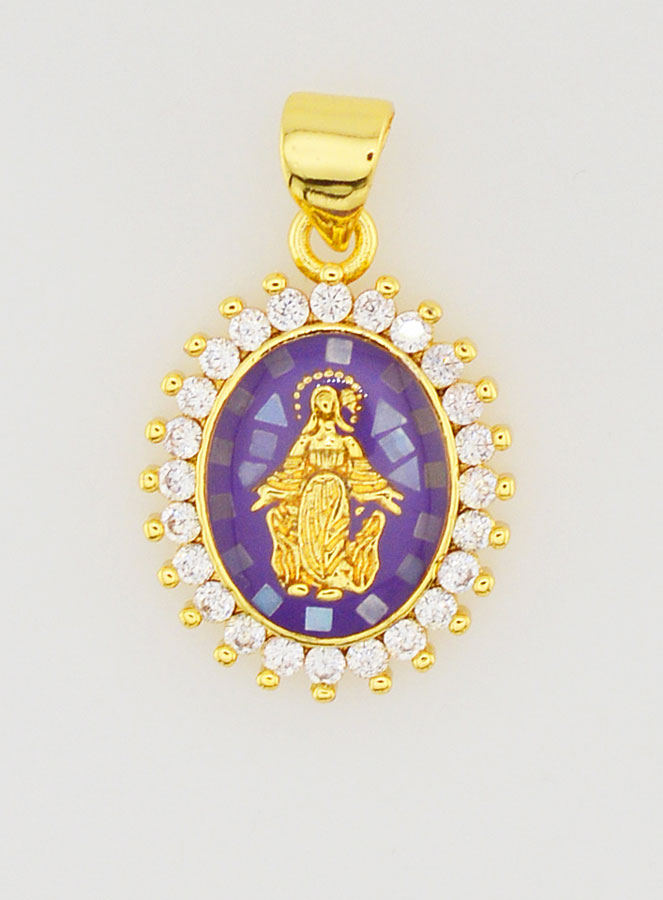 Medalla de la Virgen Milagrosa Morada - 17 mm (pic 1)