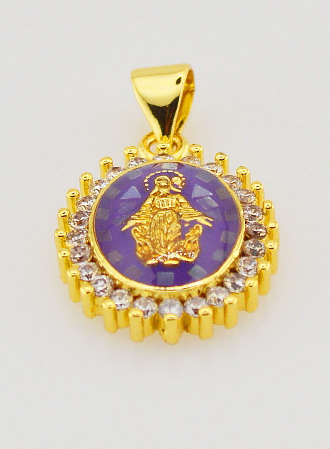 Medalla de la Virgen Milagrosa Morada - 17 mm (pic 2)