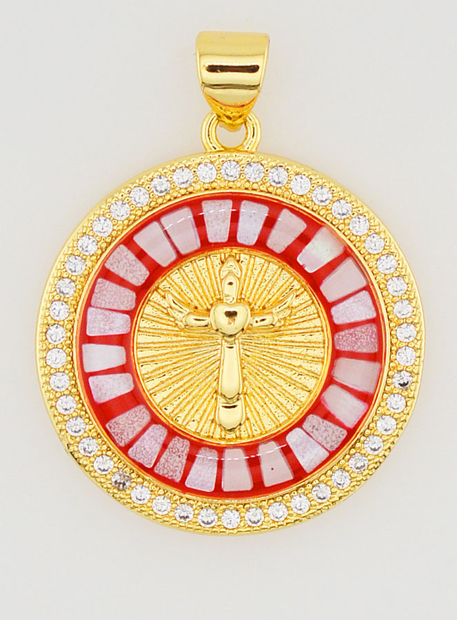 Medalla de Cruz y Esmalte Rojo - 22 mm (pic 1)