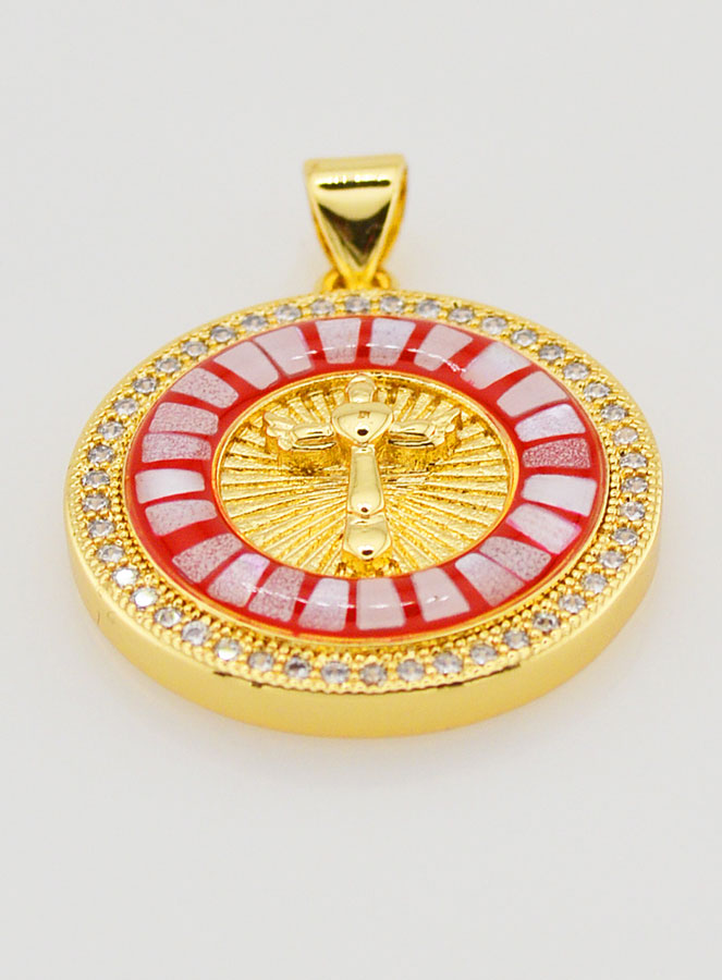 Medalla de Cruz y Esmalte Rojo - 22 mm (pic 2)