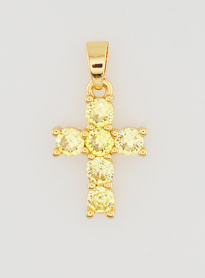 Colgante de Cruz con Circonitas - Ámbar (pic 1)