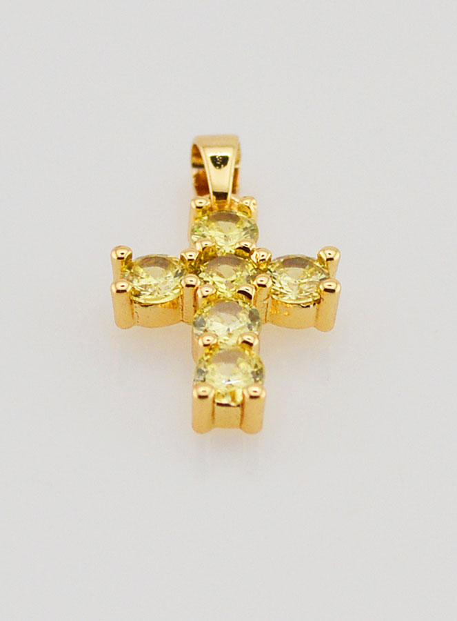 Colgante de Cruz con Circonitas - Ámbar (pic 2)
