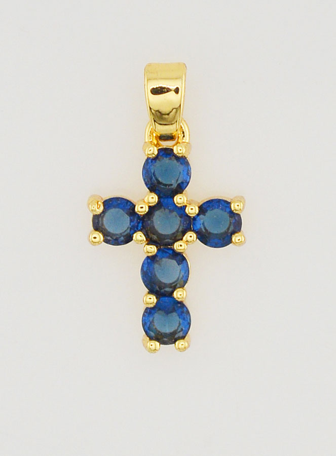 Colgante de Cruz con Circonitas - Azul (pic 1)