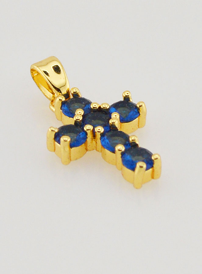 Colgante de Cruz con Circonitas - Azul (pic 3)