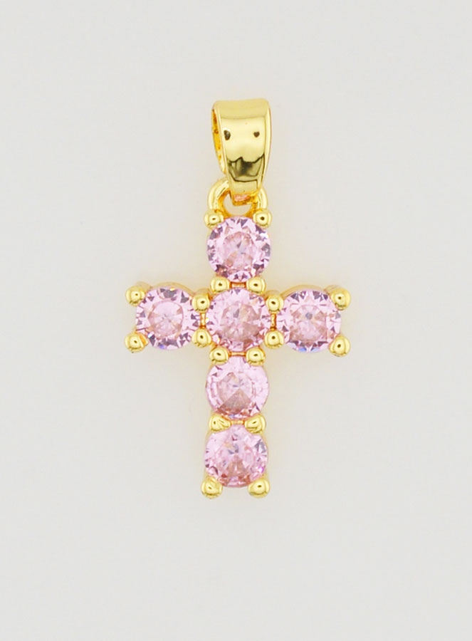 Colgante de Cruz con Circonitas - Rosa (pic 1)
