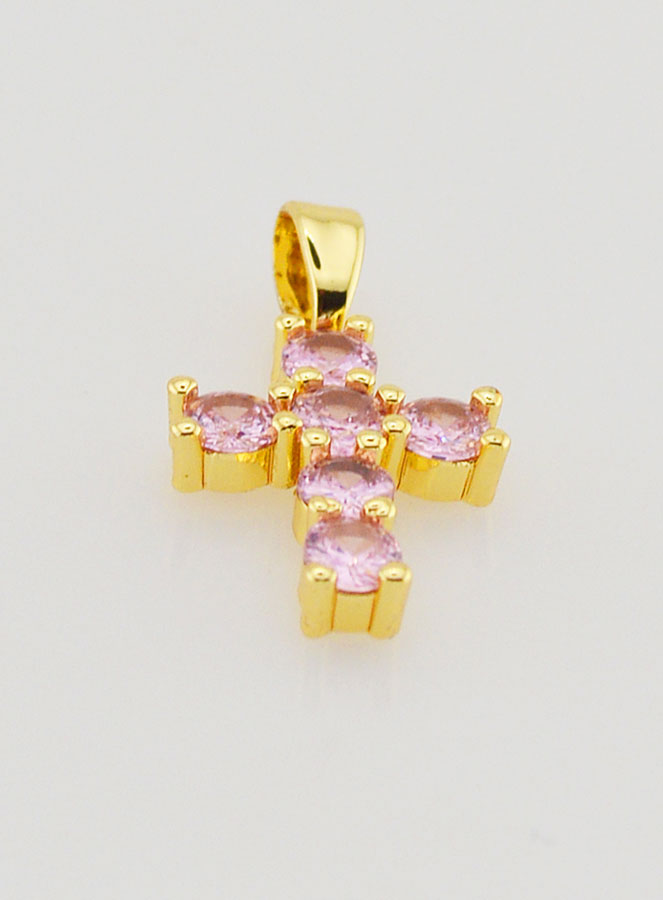 Colgante de Cruz con Circonitas - Rosa (pic 2)