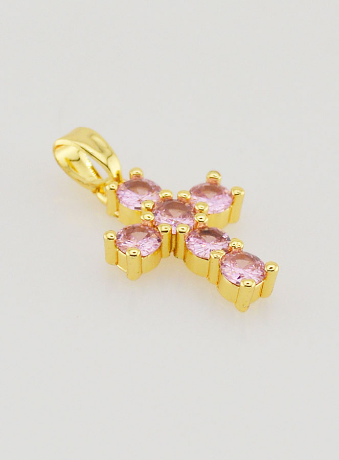 Colgante de Cruz con Circonitas - Rosa (pic 3)