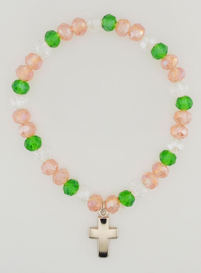 Pulsera con Cruz - Cuentas de Vidrio Multicolores (pic 1)