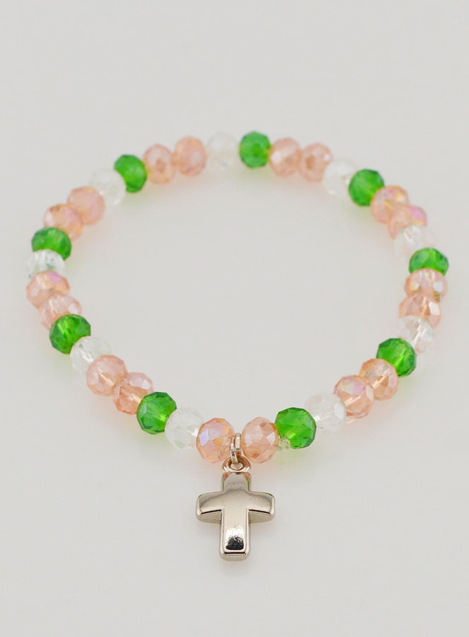 Pulsera con Cruz - Cuentas de Vidrio Multicolores (pic 2)