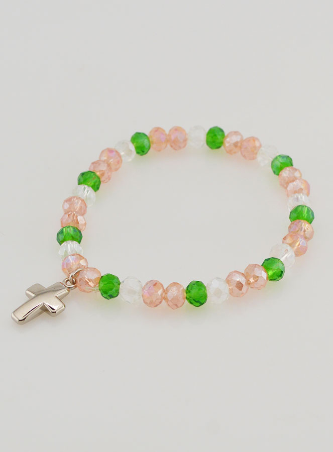 Pulsera con Cruz - Cuentas de Vidrio Multicolores (pic 3)