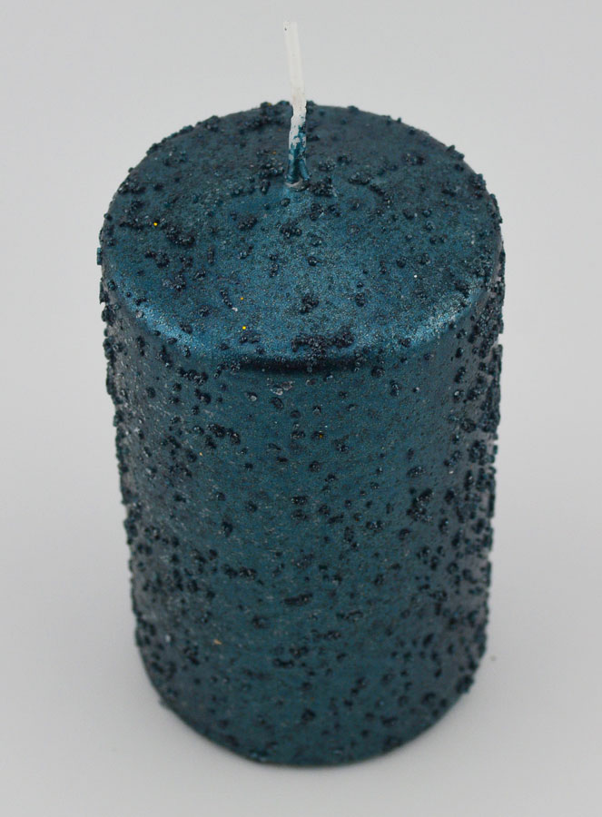 Vela navideña con purpurina - Azul verdoso (pic 2)