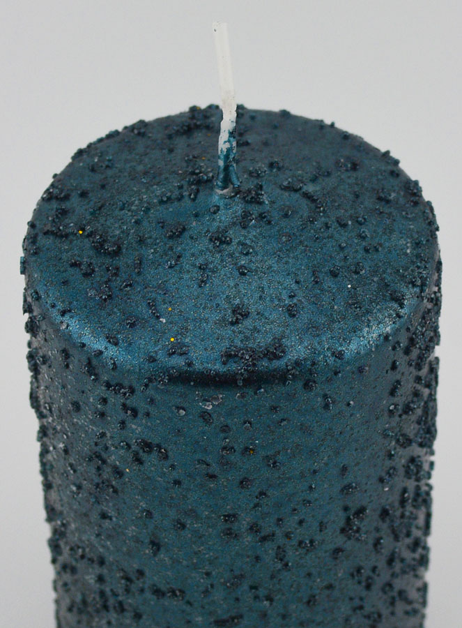 Vela navideña con purpurina - Azul verdoso (pic 4)
