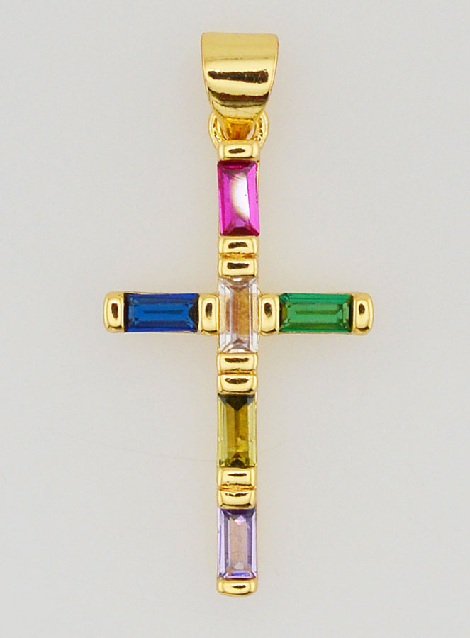 Pingente Cruz Multicolorida - 23mm (pic 1)