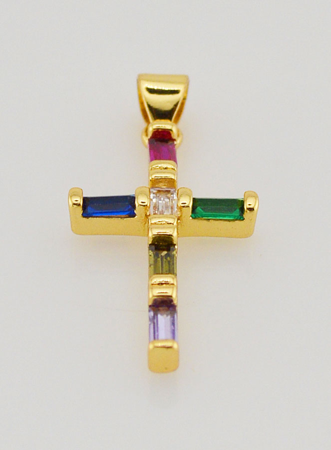 Pingente Cruz Multicolorida - 23mm (pic 2)