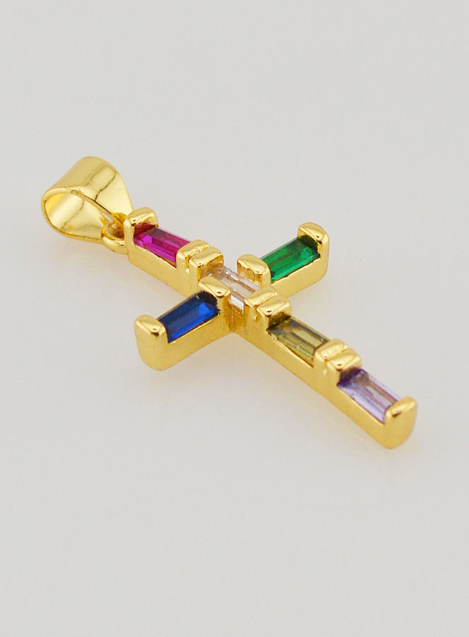 Pingente Cruz Multicolorida - 23mm (pic 3)