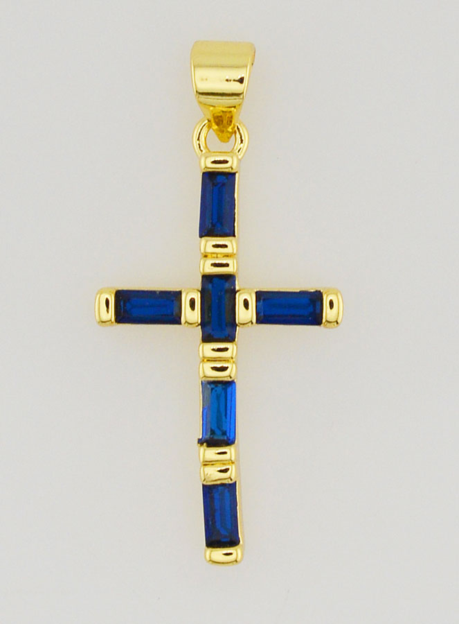 Colgante de cruz azul - 23 mm (pic 1)