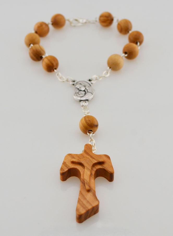 Rosario en madera de olivo - Cruz Tau (pic 2)
