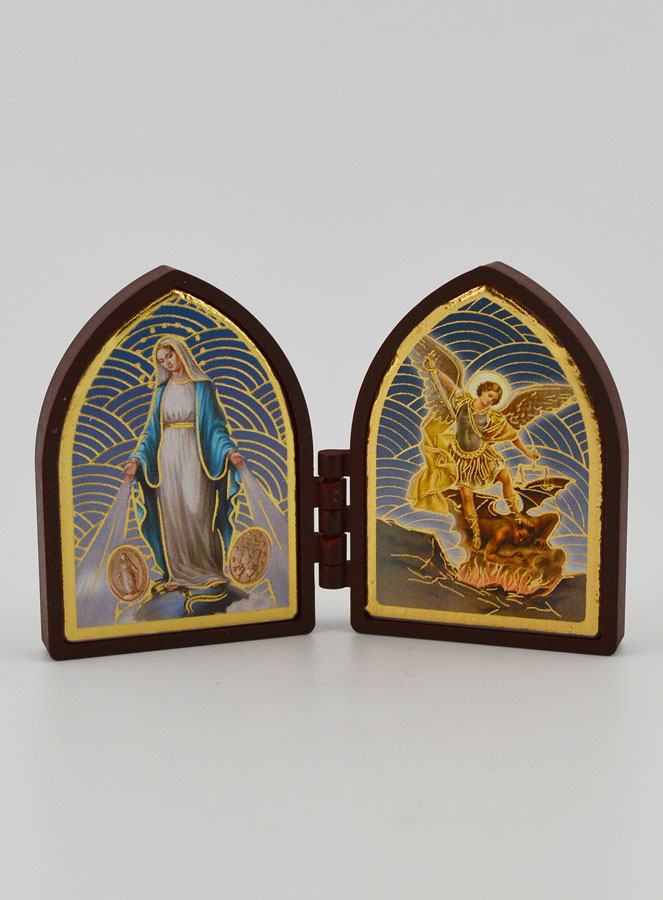 Icono Díptico Mini - Medalla Milagrosa y San Miguel (pic 1)