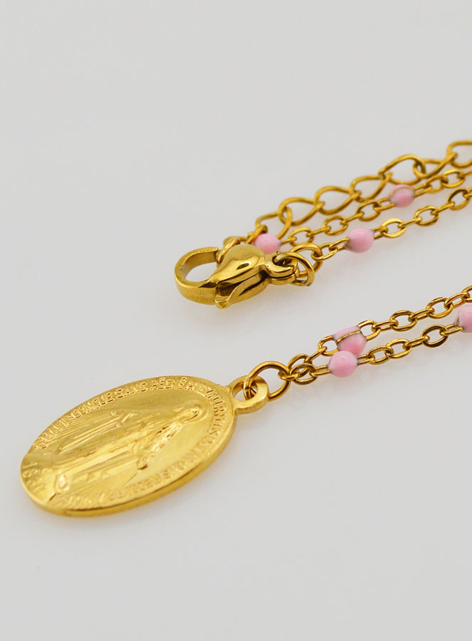 Colar de Contas & Medalha Milagrosa - Rosa (pic 1)