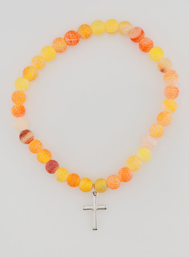 Pulseira Religiosa Cruz & Ágata - Laranja (pic 1)