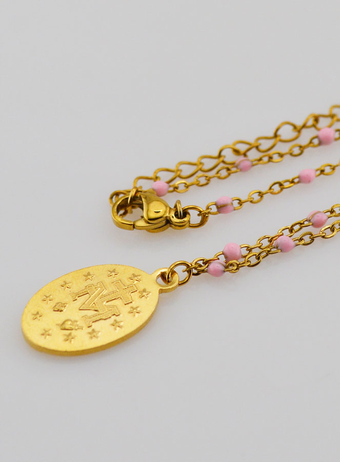 Medalha Milagrosa & Corrente com Contas - Rosa (pic 3)