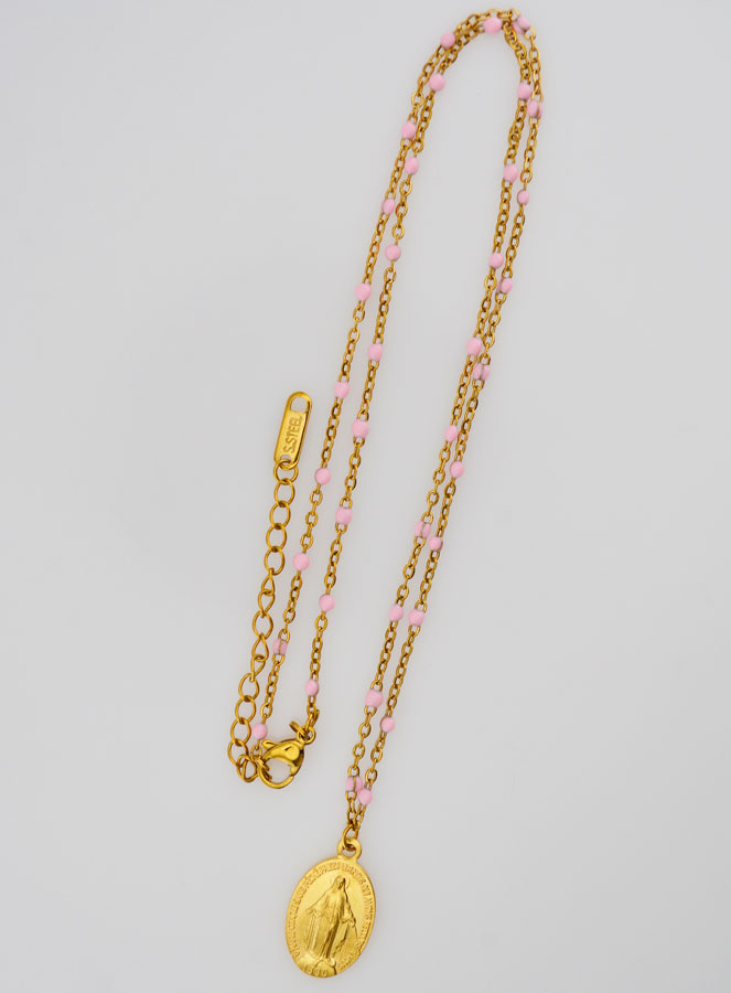 Medalha Milagrosa & Corrente com Contas - Rosa (pic 4)