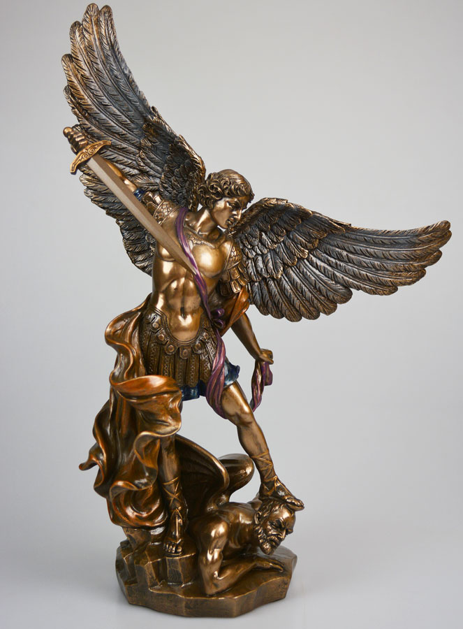 Estatua religiosa de San Miguel Arcángel en bronce - 37 cm (pic 1)