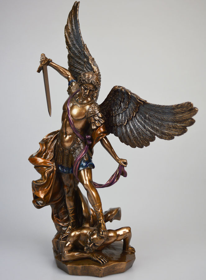 Estatua religiosa de San Miguel Arcángel en bronce - 37 cm (pic 2)