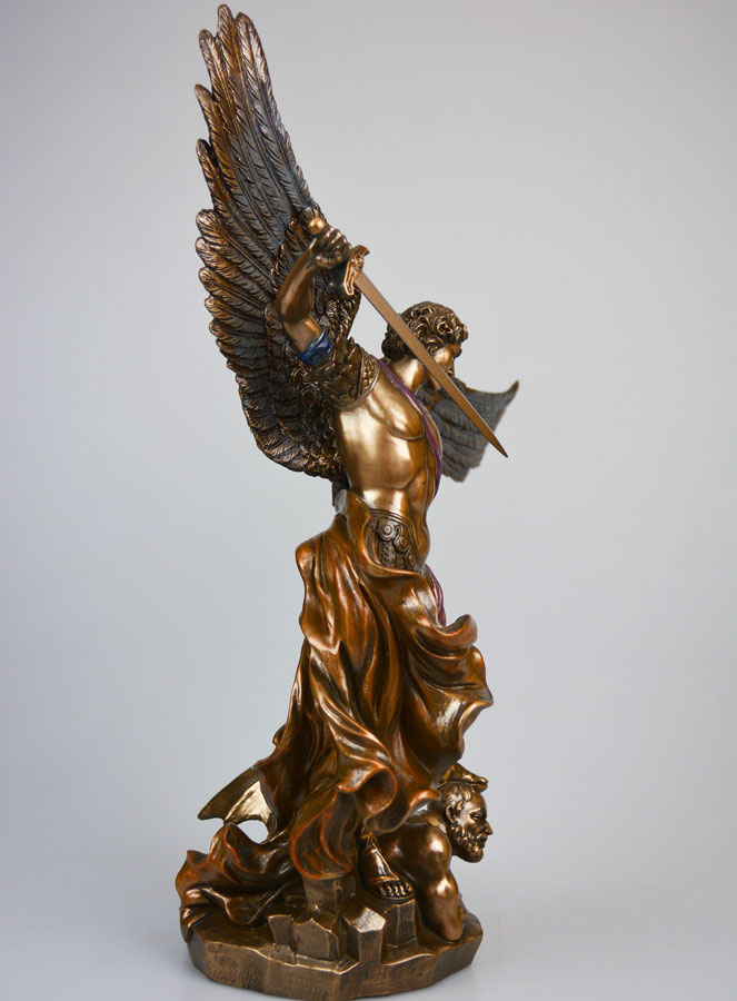 Estatua religiosa de San Miguel Arcángel en bronce - 37 cm (pic 3)